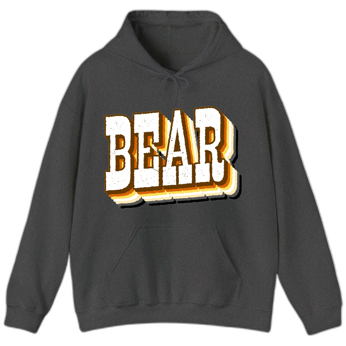 Dead bread toast graphic with thick brown letters featuring layered orange and yellow gradient effect on gray background in Dark Heather