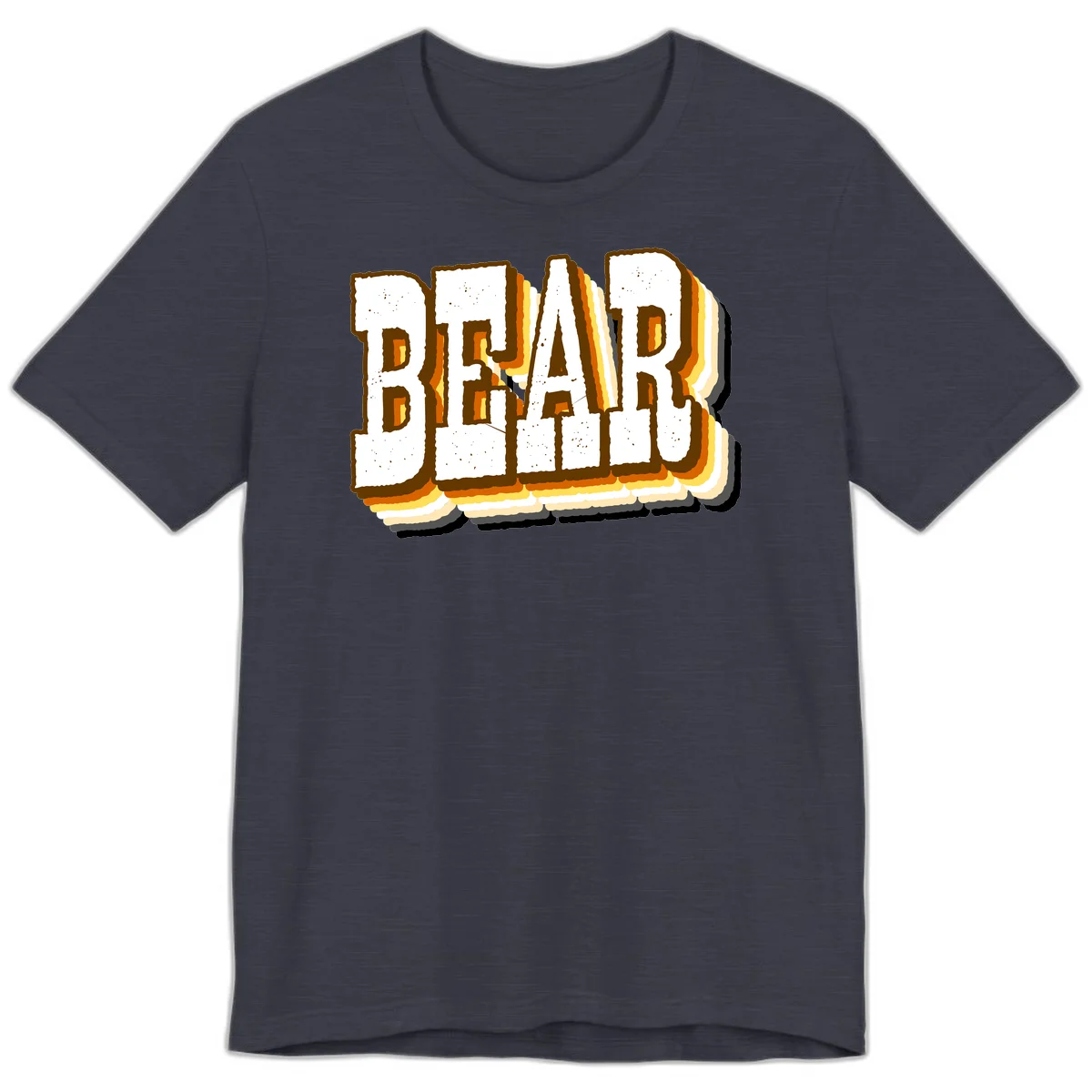 Dead bread toast graphic with thick brown letters featuring layered orange and yellow gradient effect on gray background in Heather Midnight Navy
