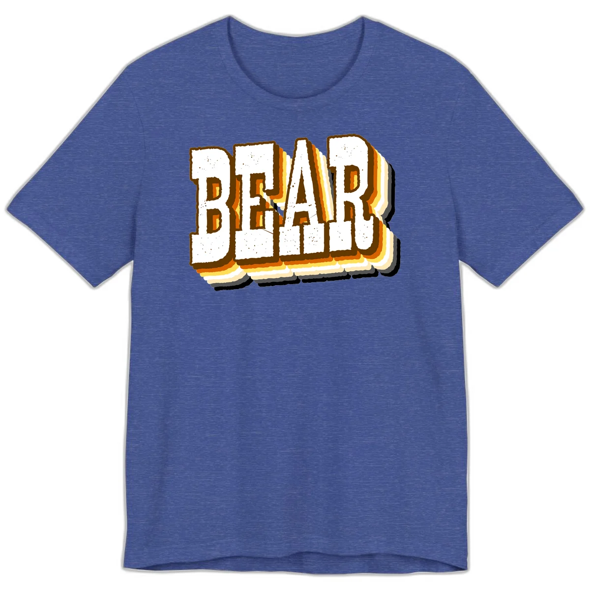 Dead bread toast graphic with thick brown letters featuring layered orange and yellow gradient effect on gray background in Heather True Royal
