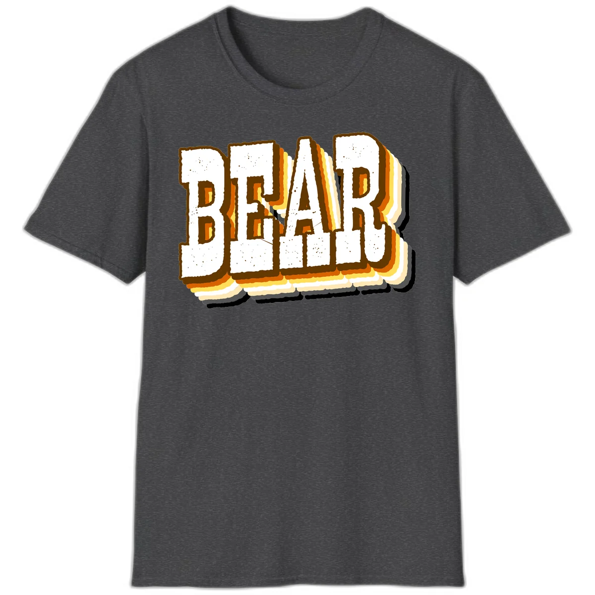 Dead bread toast graphic with thick brown letters featuring layered orange and yellow gradient effect on gray background in Dark Heather