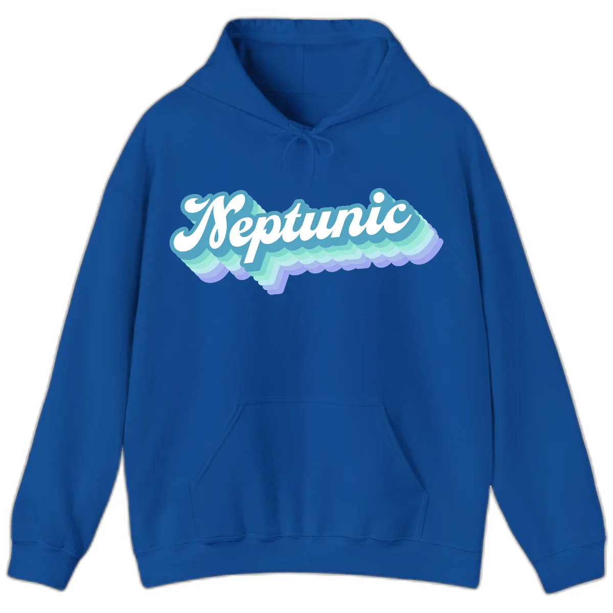 Neptune cloud dreamy design featuring white cursive text over layered teal, cyan, and purple scalloped cloud shapes with gradient background in Royal