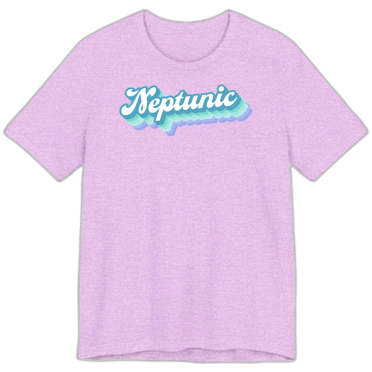 Neptune cloud dreamy design featuring white cursive text over layered teal, cyan, and purple scalloped cloud shapes with gradient background in Heather Prism Lilac