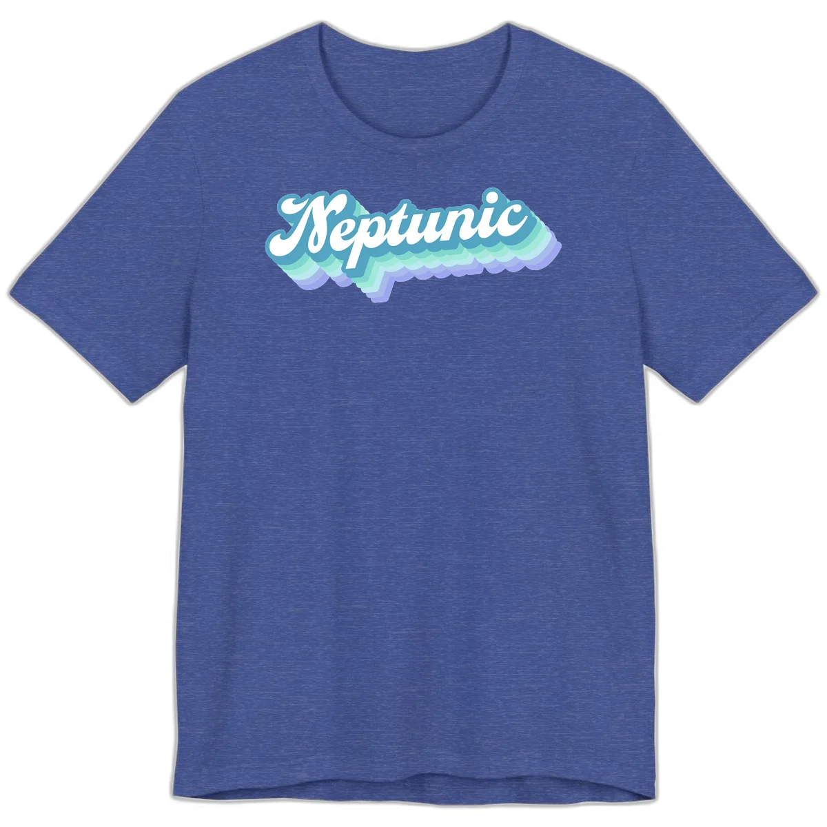 Neptune cloud dreamy design featuring white cursive text over layered teal, cyan, and purple scalloped cloud shapes with gradient background in Heather True Royal