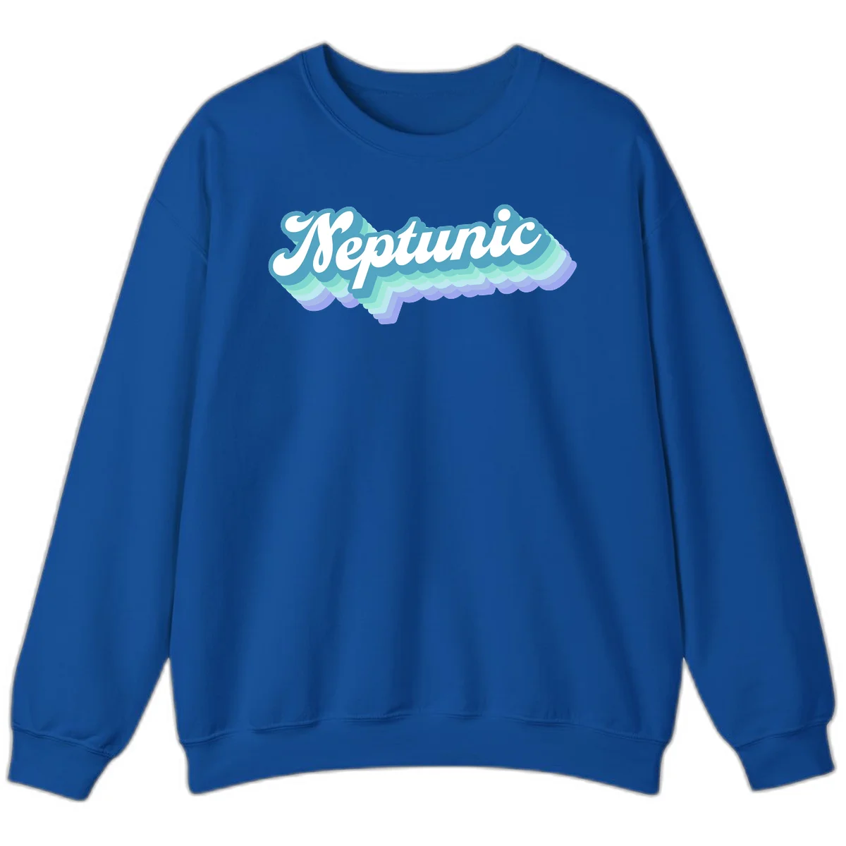 Neptune cloud dreamy design featuring white cursive text over layered teal, cyan, and purple scalloped cloud shapes with gradient background in Royal