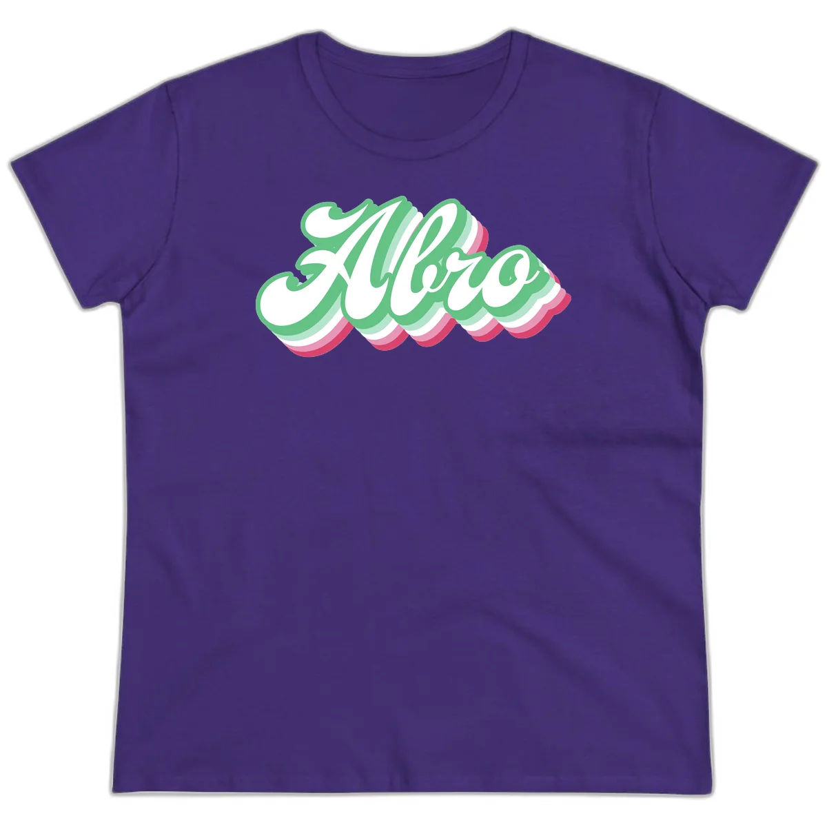 Hello wavy pride design featuring bold 3D layered text in green, pink, and white with striped pattern effect in Purple