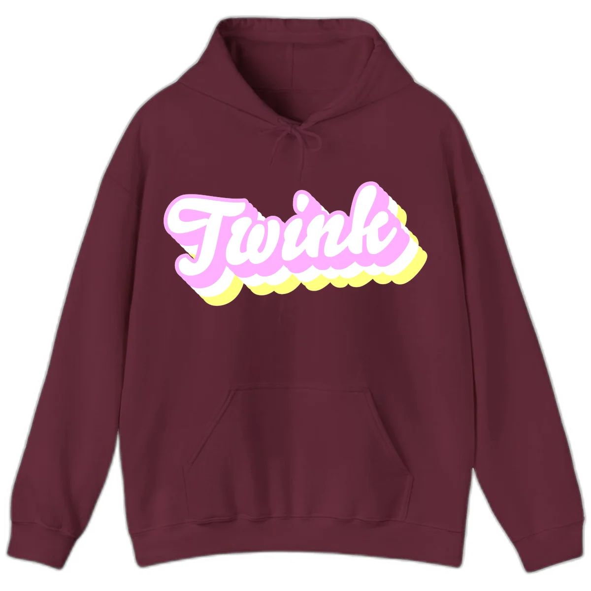 Froze ice cream cone design with pink, white, and yellow scalloped layers and playful typography on gray background in Maroon