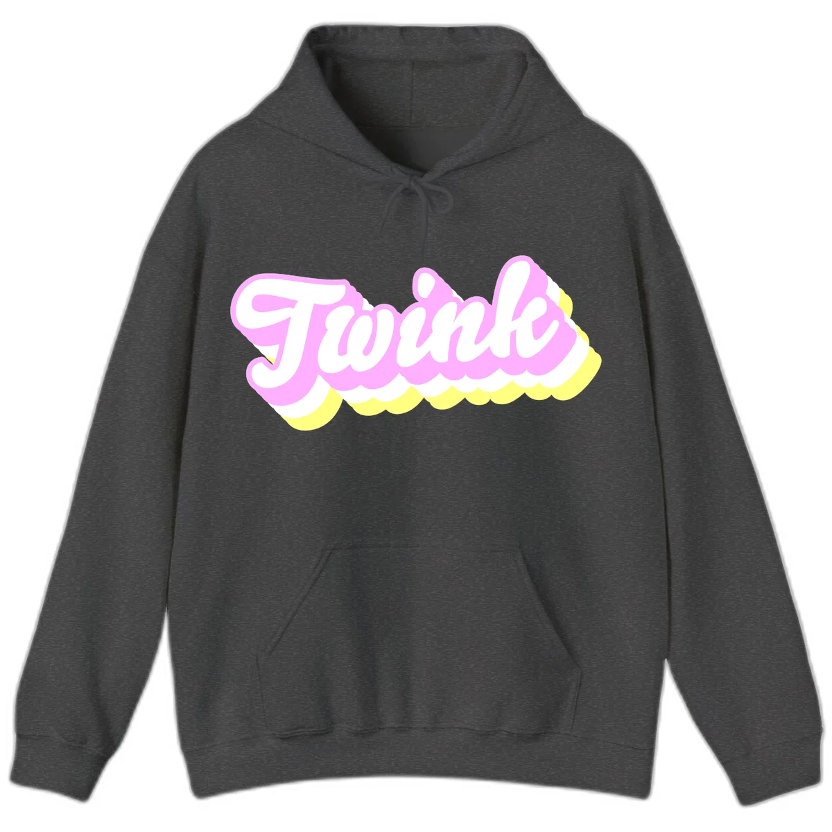 Froze ice cream cone design with pink, white, and yellow scalloped layers and playful typography on gray background in Dark Heather