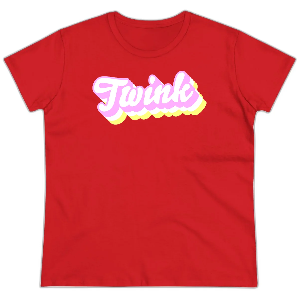 Froze ice cream cone design with pink, white, and yellow scalloped layers and playful typography on gray background in Red