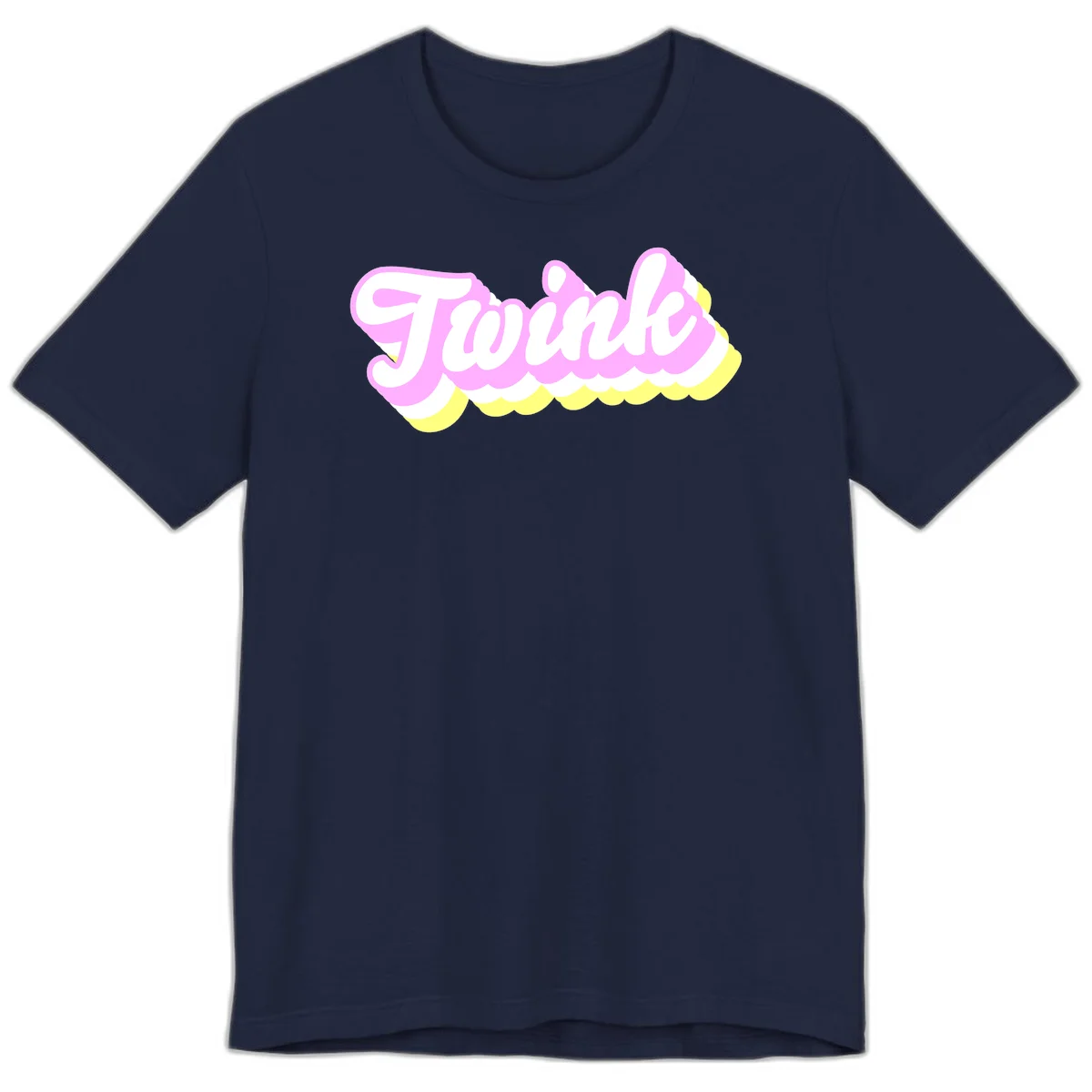 Froze ice cream cone design with pink, white, and yellow scalloped layers and playful typography on gray background in Navy