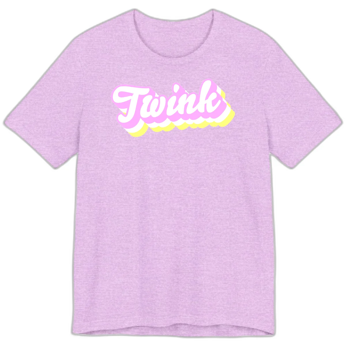 Froze ice cream cone design with pink, white, and yellow scalloped layers and playful typography on gray background in Heather Prism Lilac