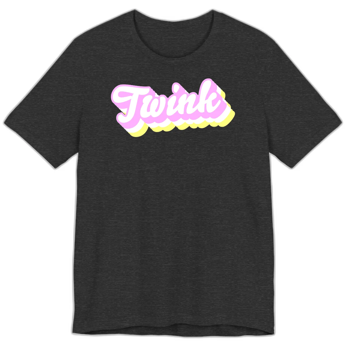 Froze ice cream cone design with pink, white, and yellow scalloped layers and playful typography on gray background in Dark Grey Heather