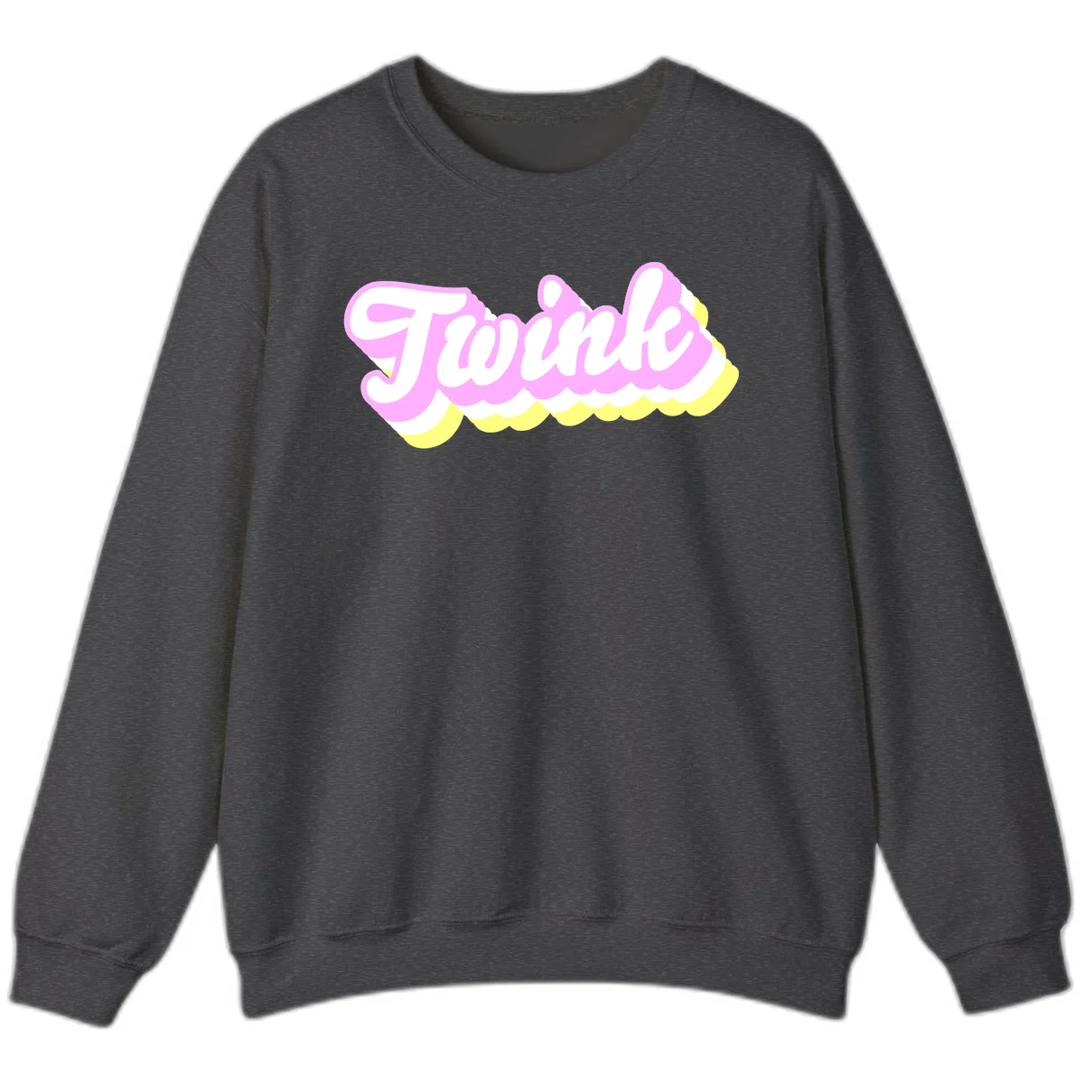 Froze ice cream cone design with pink, white, and yellow scalloped layers and playful typography on gray background in Dark Heather