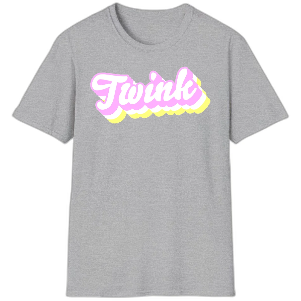 Froze ice cream cone design with pink, white, and yellow scalloped layers and playful typography on gray background in Sport Grey