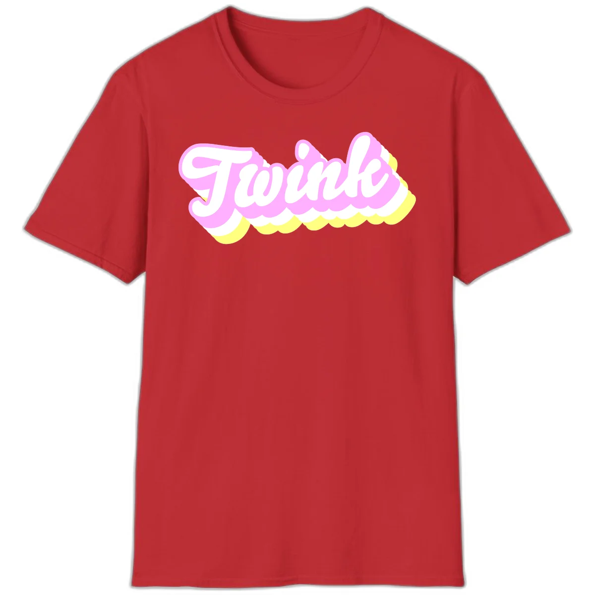 Froze ice cream cone design with pink, white, and yellow scalloped layers and playful typography on gray background in Red