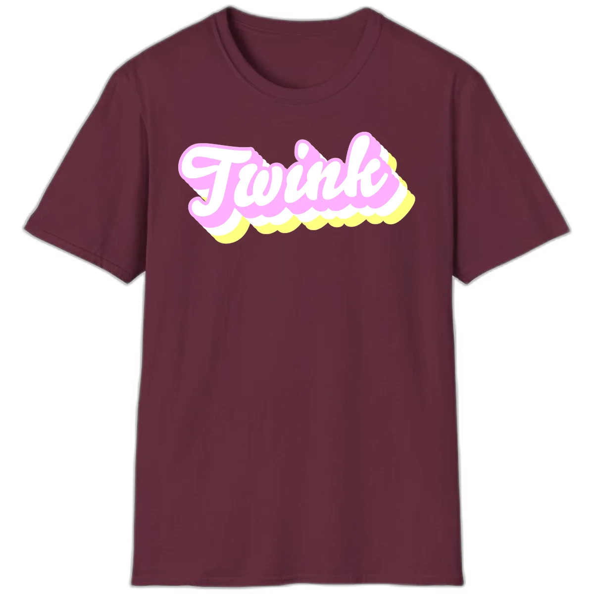 Froze ice cream cone design with pink, white, and yellow scalloped layers and playful typography on gray background in Maroon