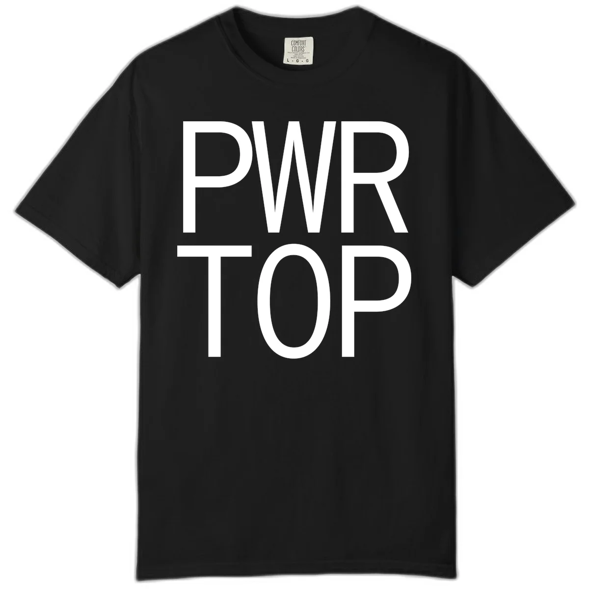 PWR TOP bold sans-serif typography design in white lettering on gray background in Black