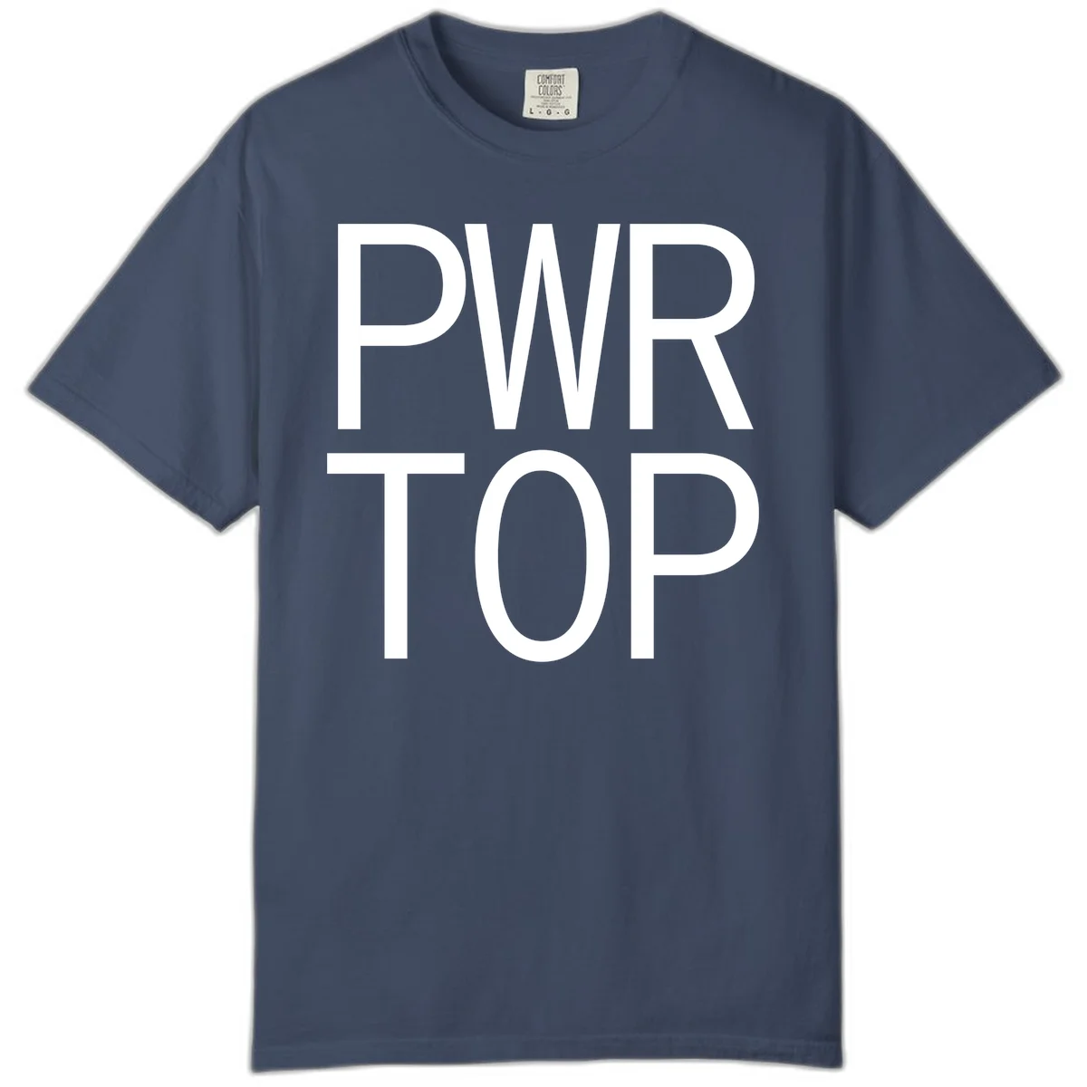 PWR TOP bold sans-serif typography design in white lettering on gray background in Midnight