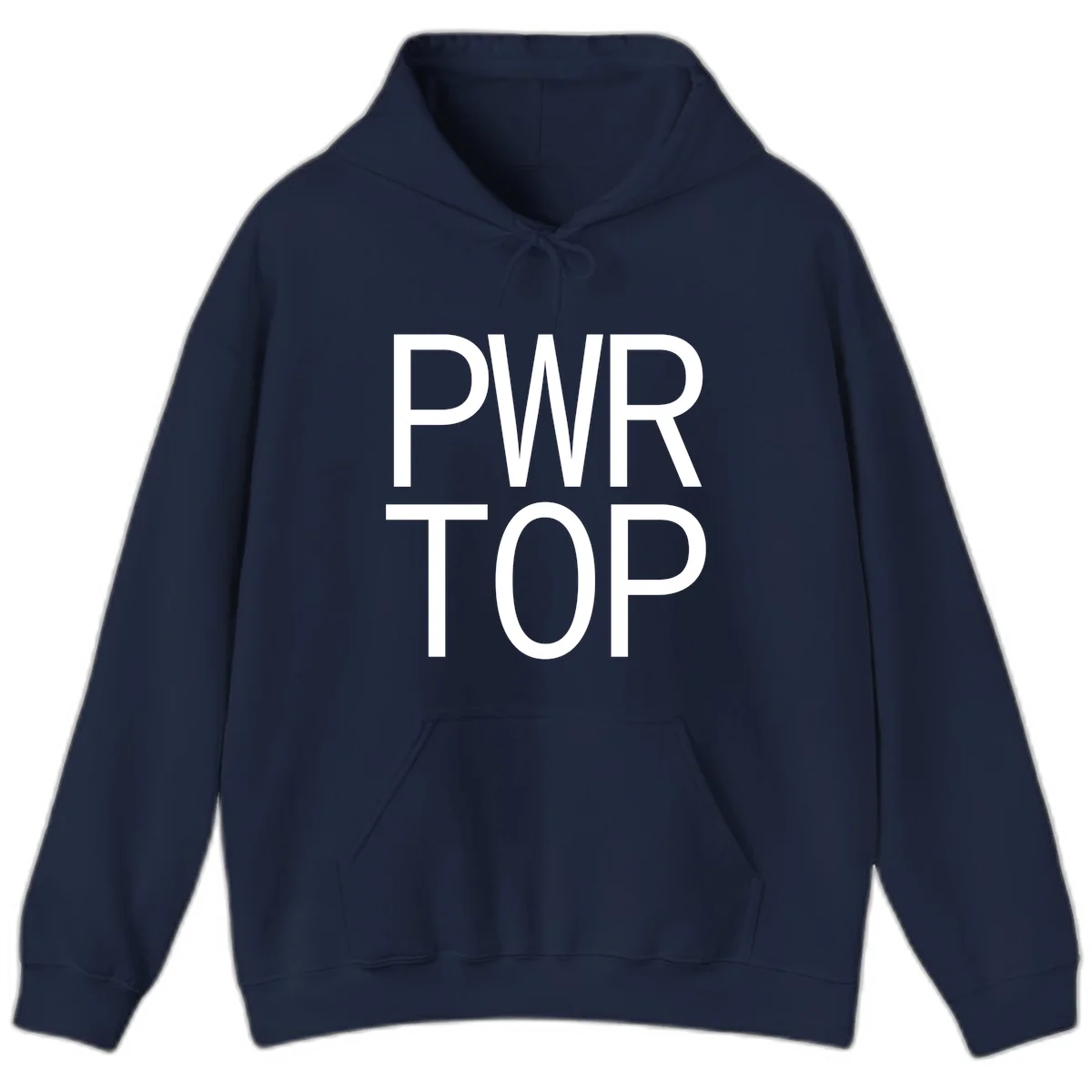 PWR TOP bold sans-serif typography design in white lettering on gray background in Navy