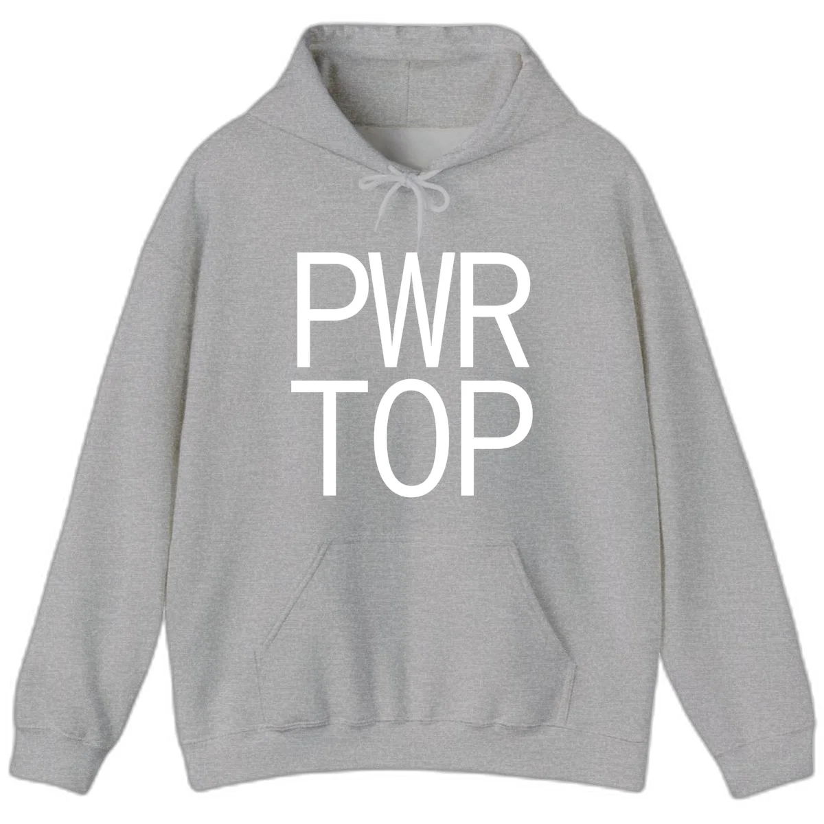 PWR TOP bold sans-serif typography design in white lettering on gray background in Sport Grey