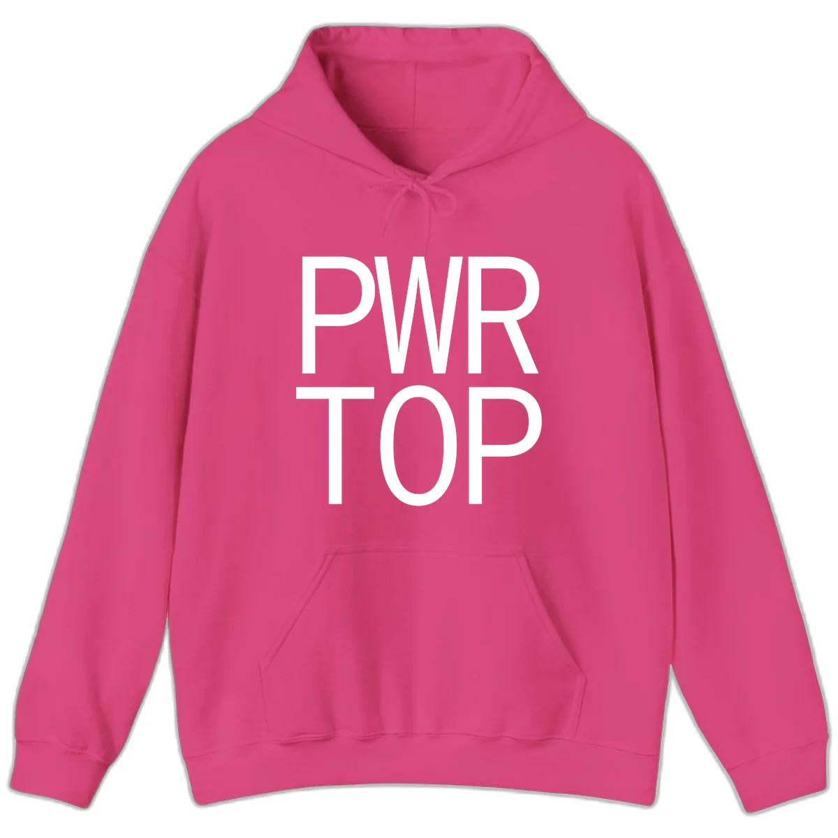 PWR TOP bold sans-serif typography design in white lettering on gray background in Heliconia