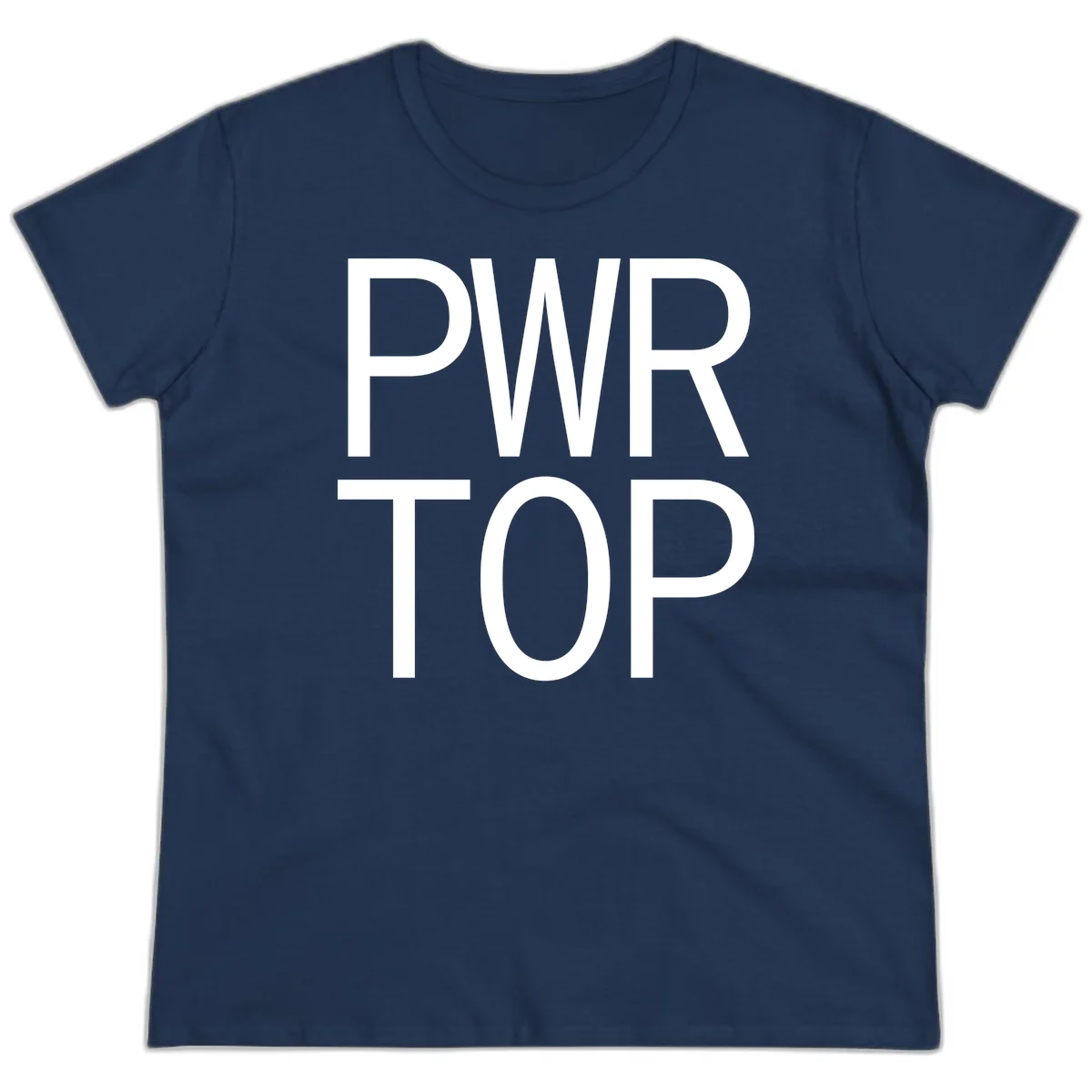 PWR TOP bold sans-serif typography design in white lettering on gray background in Navy