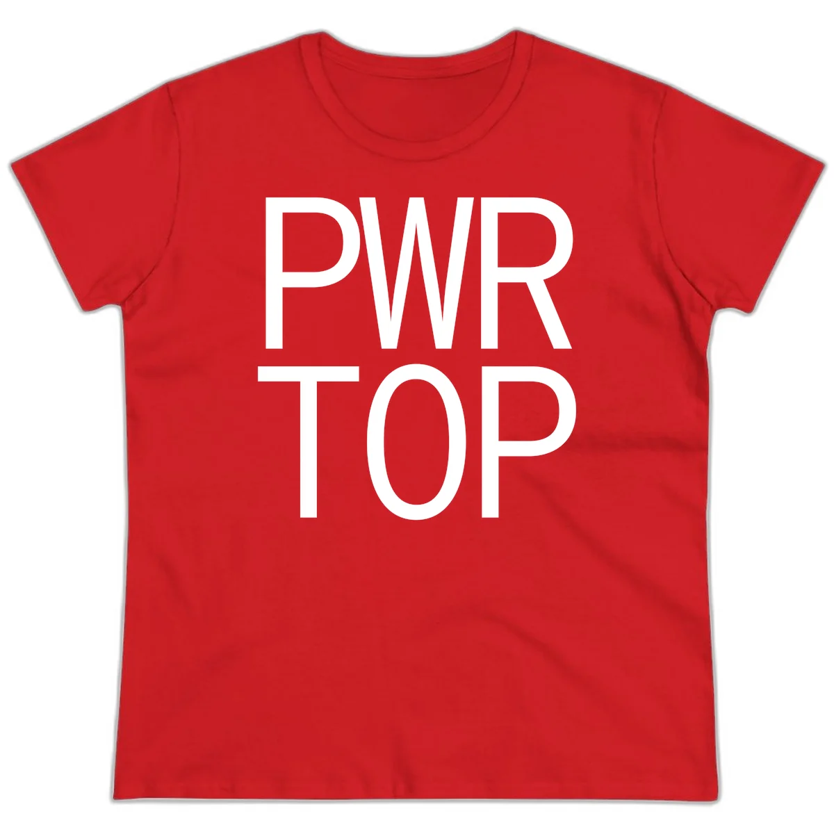 PWR TOP bold sans-serif typography design in white lettering on gray background in Red