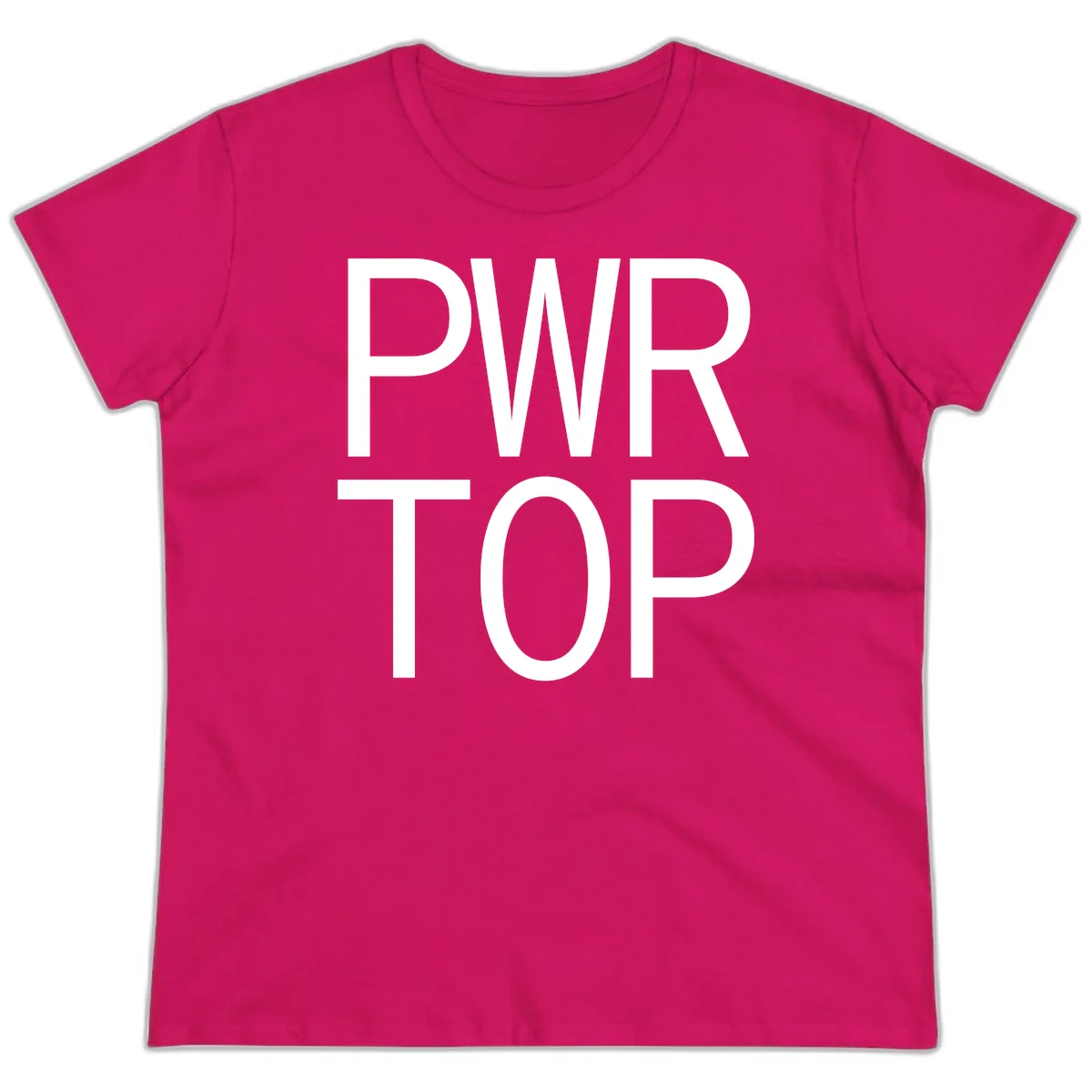 PWR TOP bold sans-serif typography design in white lettering on gray background in Heliconia