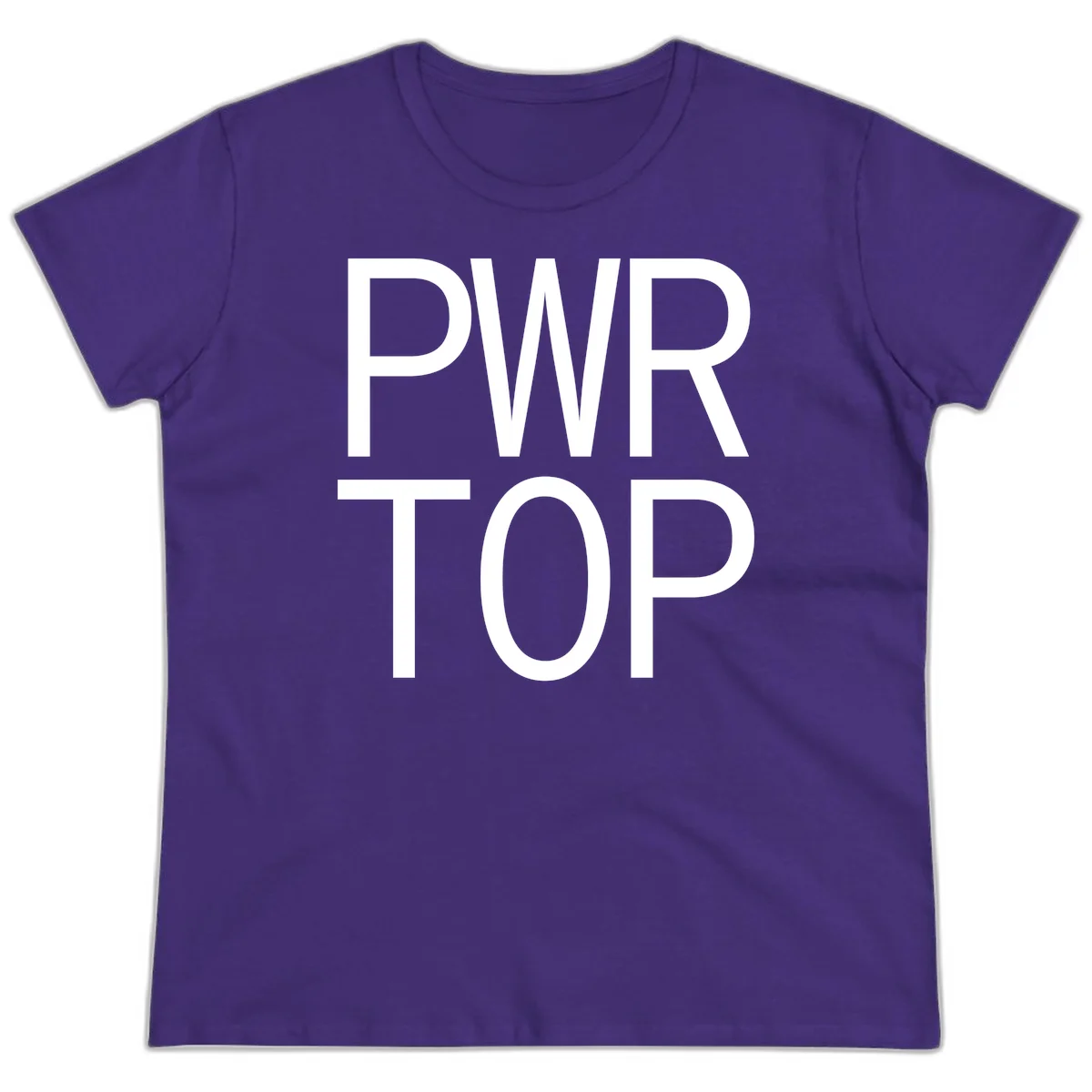 PWR TOP bold sans-serif typography design in white lettering on gray background in Purple