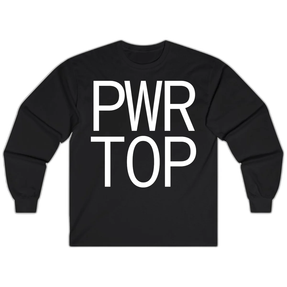 PWR TOP bold sans-serif typography design in white lettering on gray background in Black