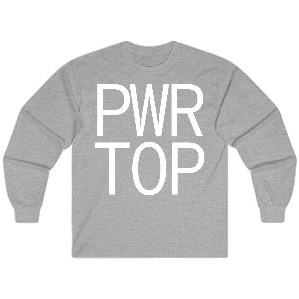 PWR TOP bold sans-serif typography design in white lettering on gray background in Sport Grey