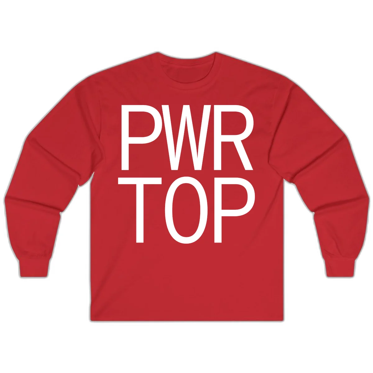 PWR TOP bold sans-serif typography design in white lettering on gray background in Red