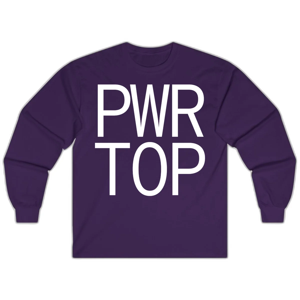 PWR TOP bold sans-serif typography design in white lettering on gray background in Purple