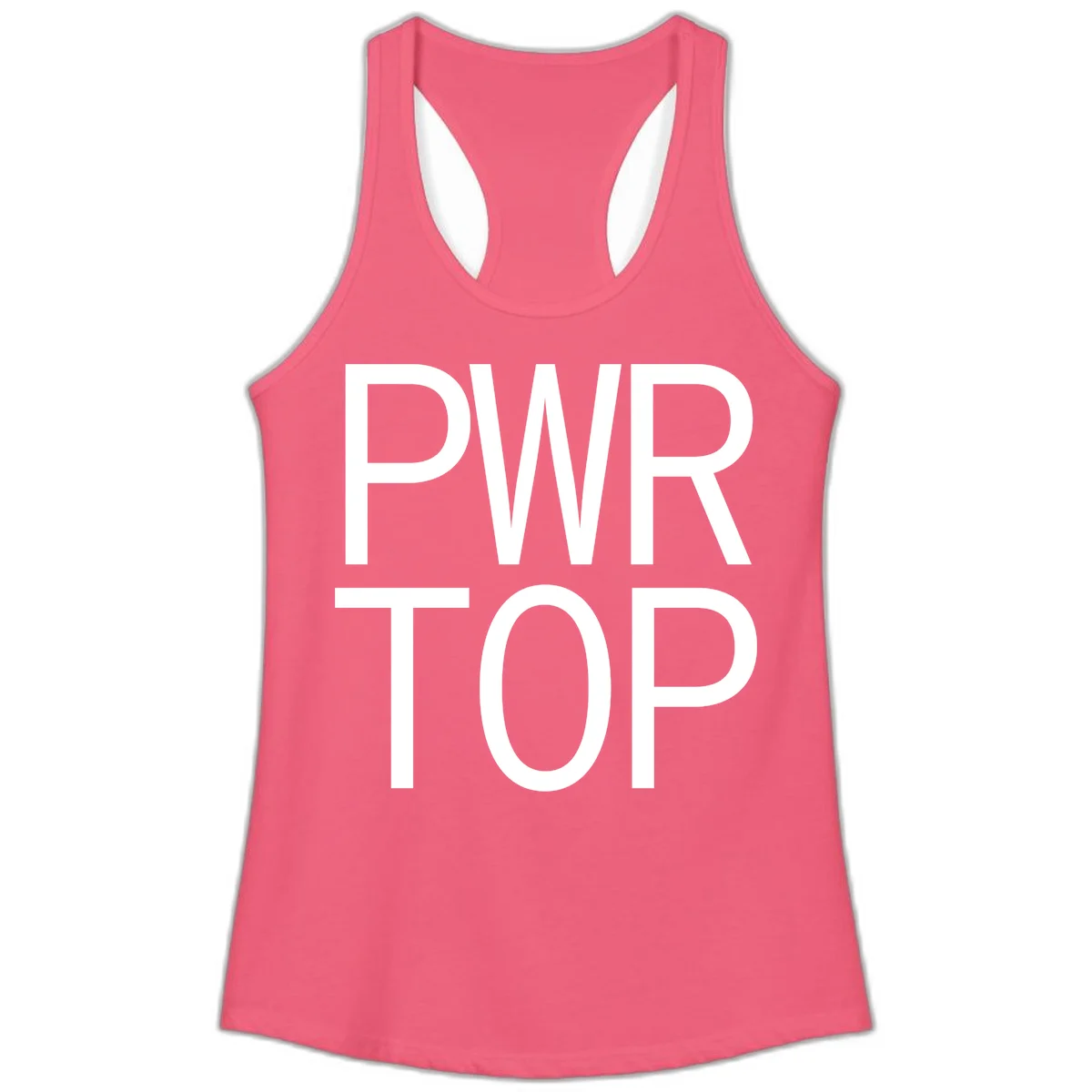 PWR TOP bold sans-serif typography design in white lettering on gray background in Hot Pink