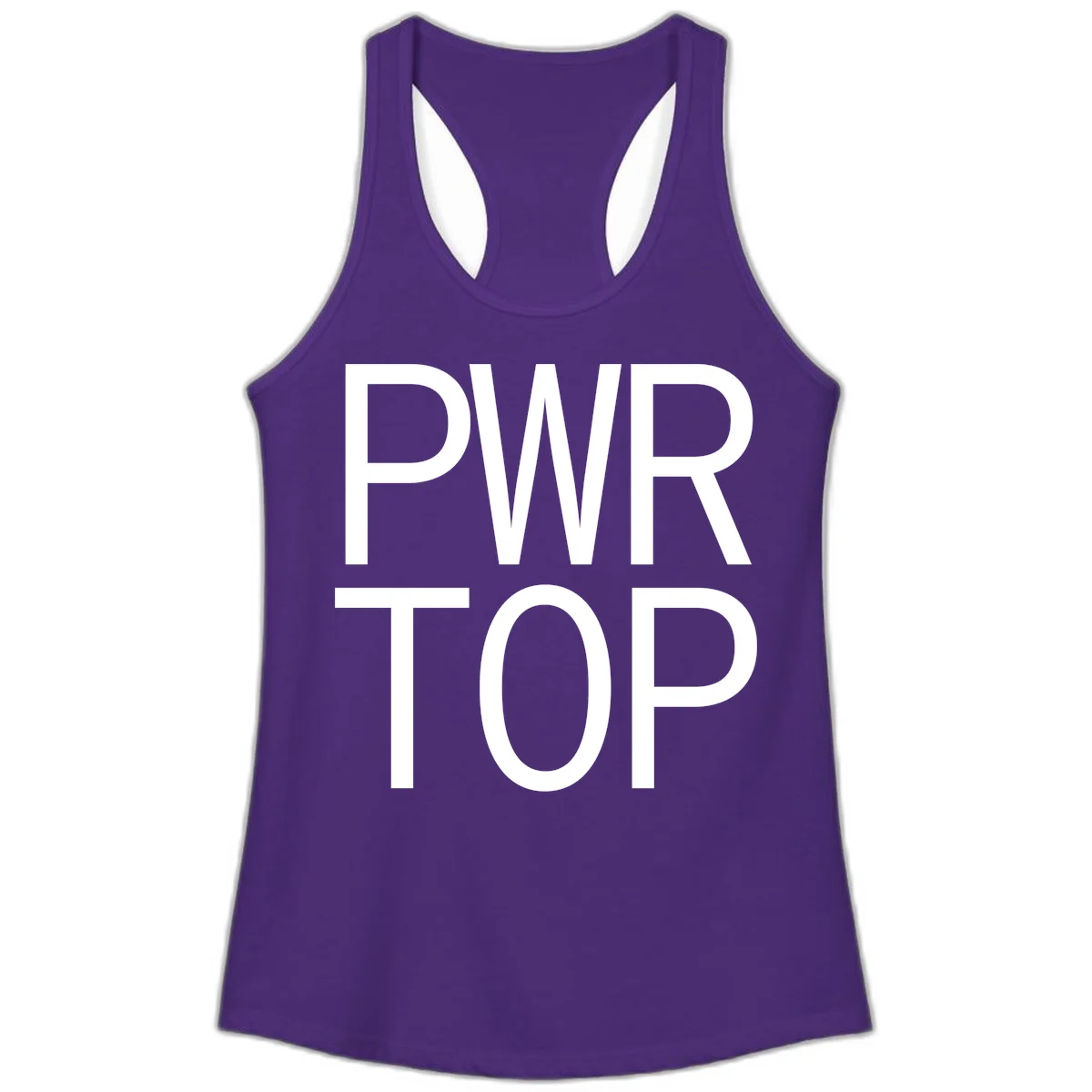 PWR TOP bold sans-serif typography design in white lettering on gray background in Solid Purple Rush