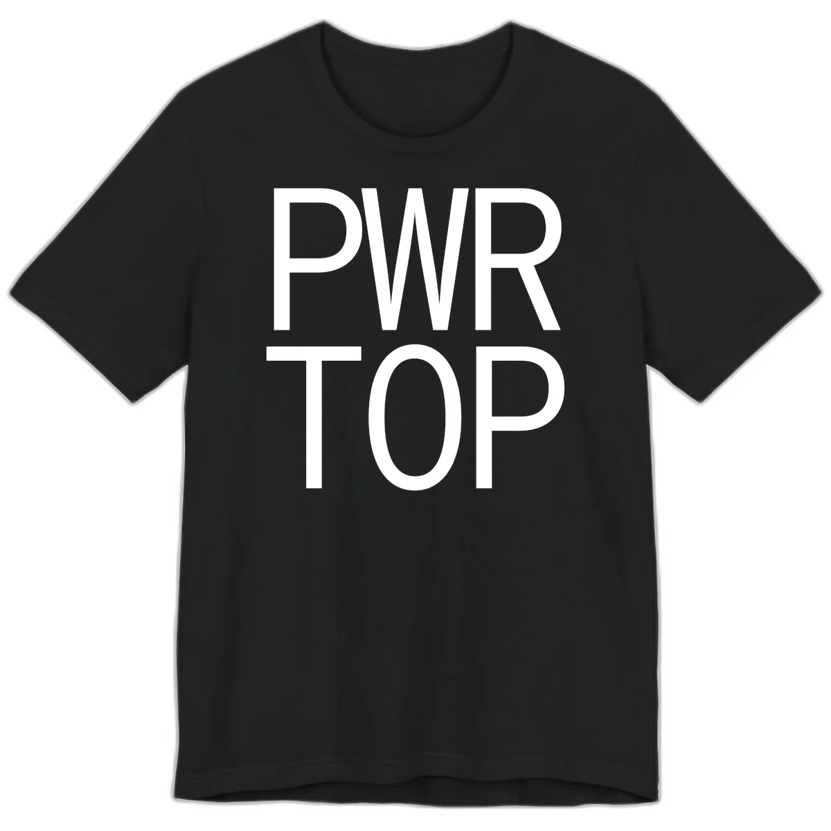 PWR TOP bold sans-serif typography design in white lettering on gray background in Black