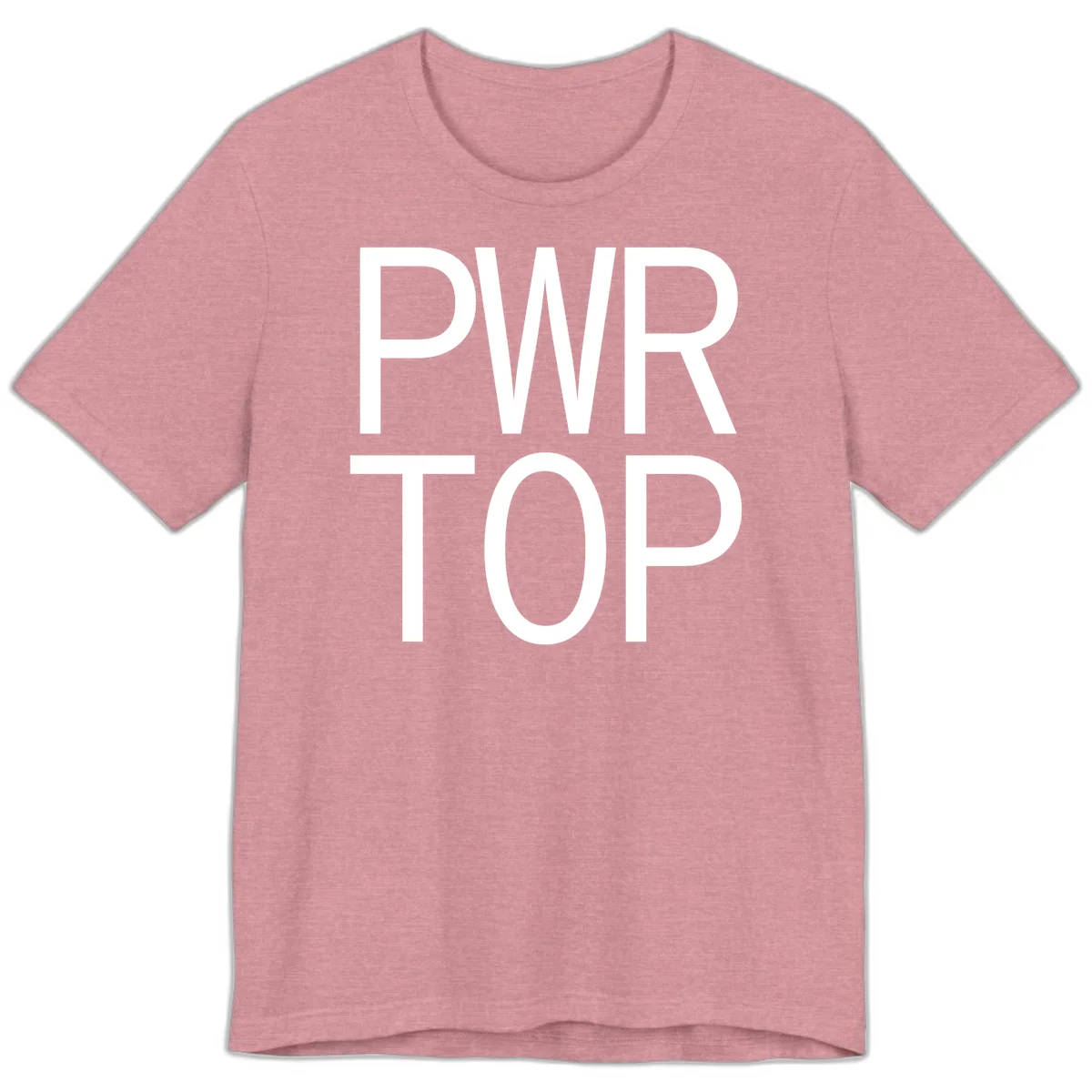PWR TOP bold sans-serif typography design in white lettering on gray background in Heather Orchid