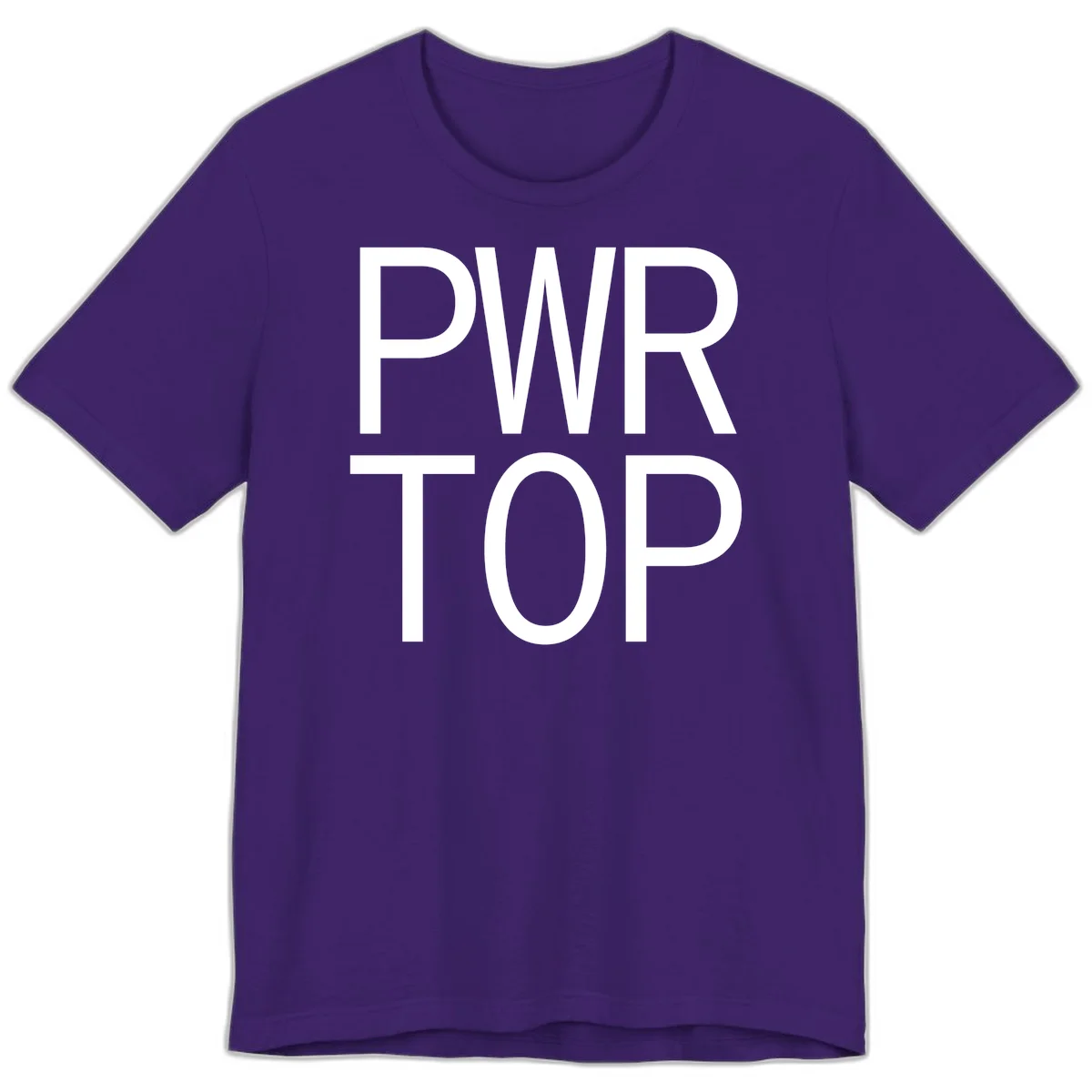 PWR TOP bold sans-serif typography design in white lettering on gray background in Team Purple