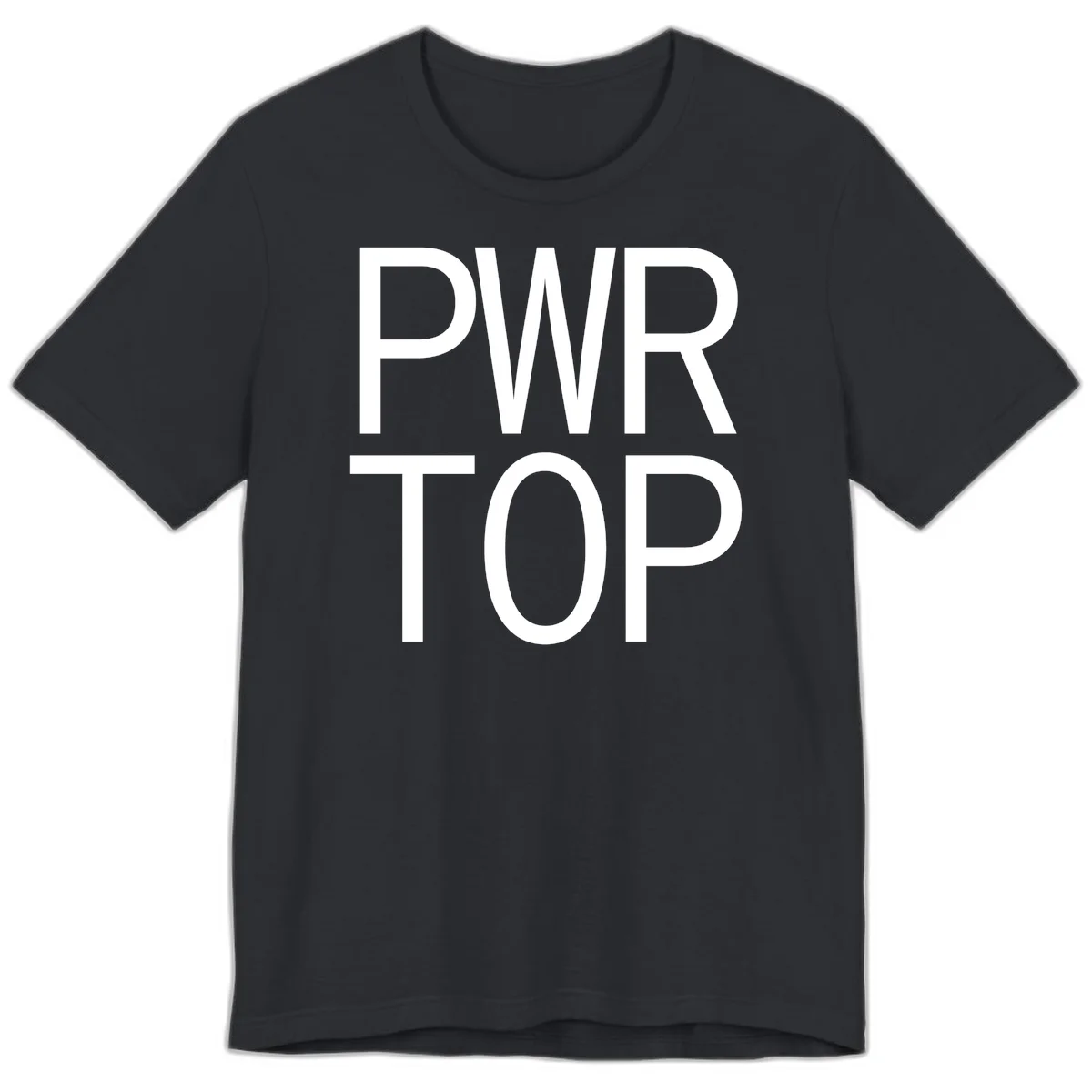 PWR TOP bold sans-serif typography design in white lettering on gray background in Vintage Black