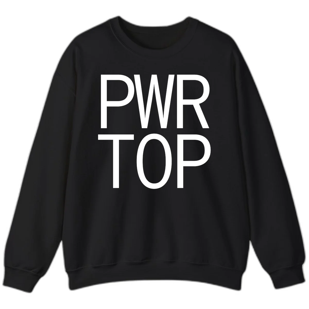 PWR TOP bold sans-serif typography design in white lettering on gray background in Black