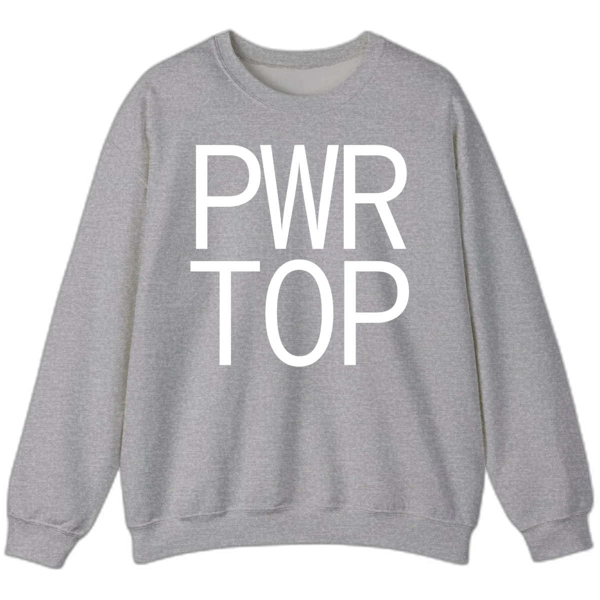 PWR TOP bold sans-serif typography design in white lettering on gray background in Sport Grey