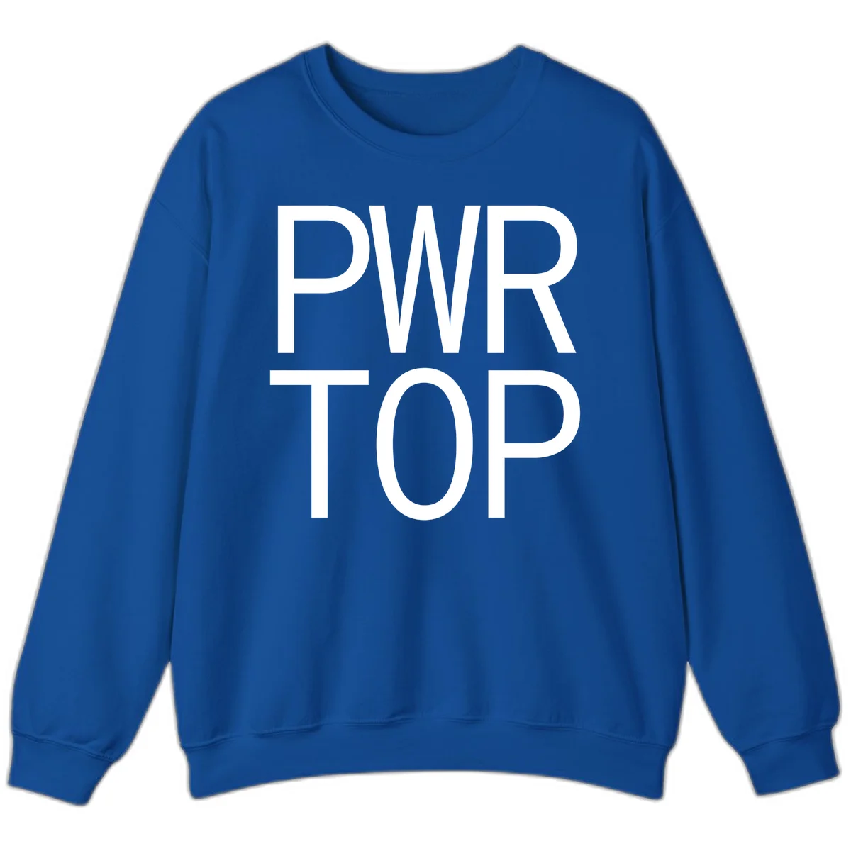 PWR TOP bold sans-serif typography design in white lettering on gray background in Royal