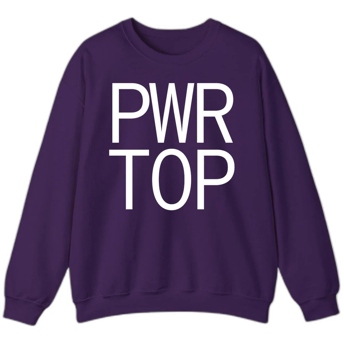 PWR TOP bold sans-serif typography design in white lettering on gray background in Purple