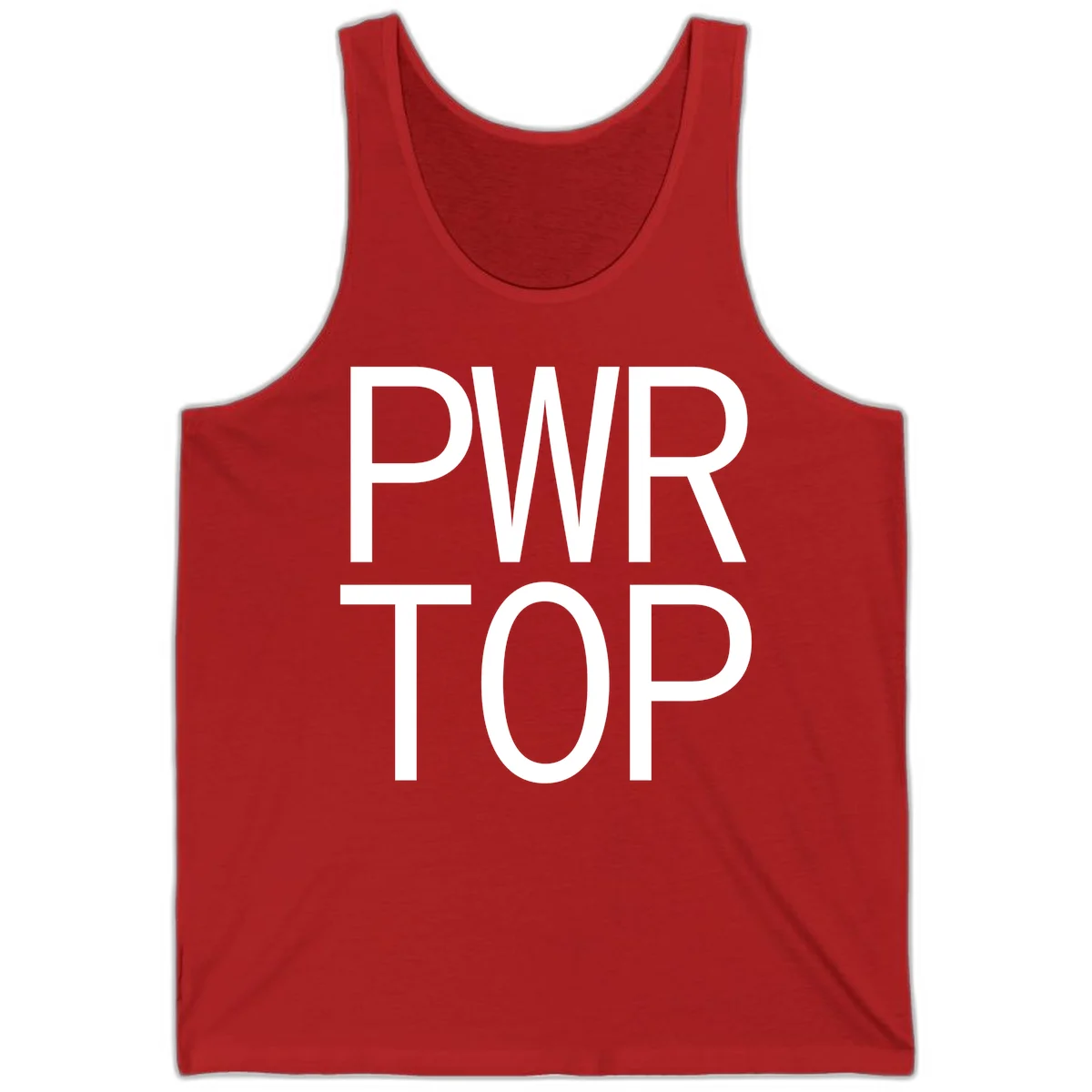PWR TOP bold sans-serif typography design in white lettering on gray background in Red