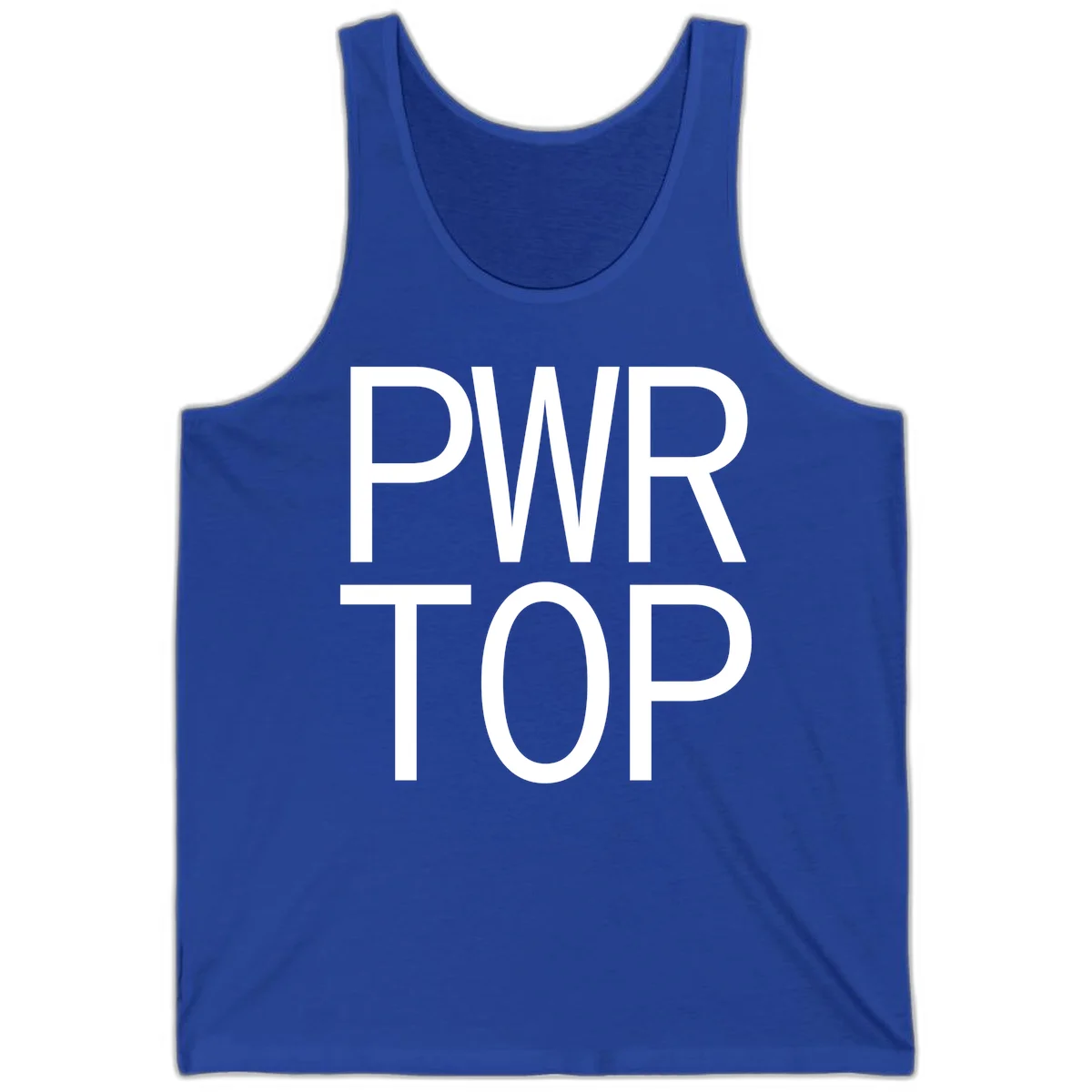 PWR TOP bold sans-serif typography design in white lettering on gray background in True Royal