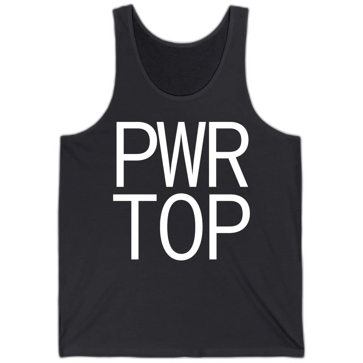 PWR TOP bold sans-serif typography design in white lettering on gray background in Dark Grey