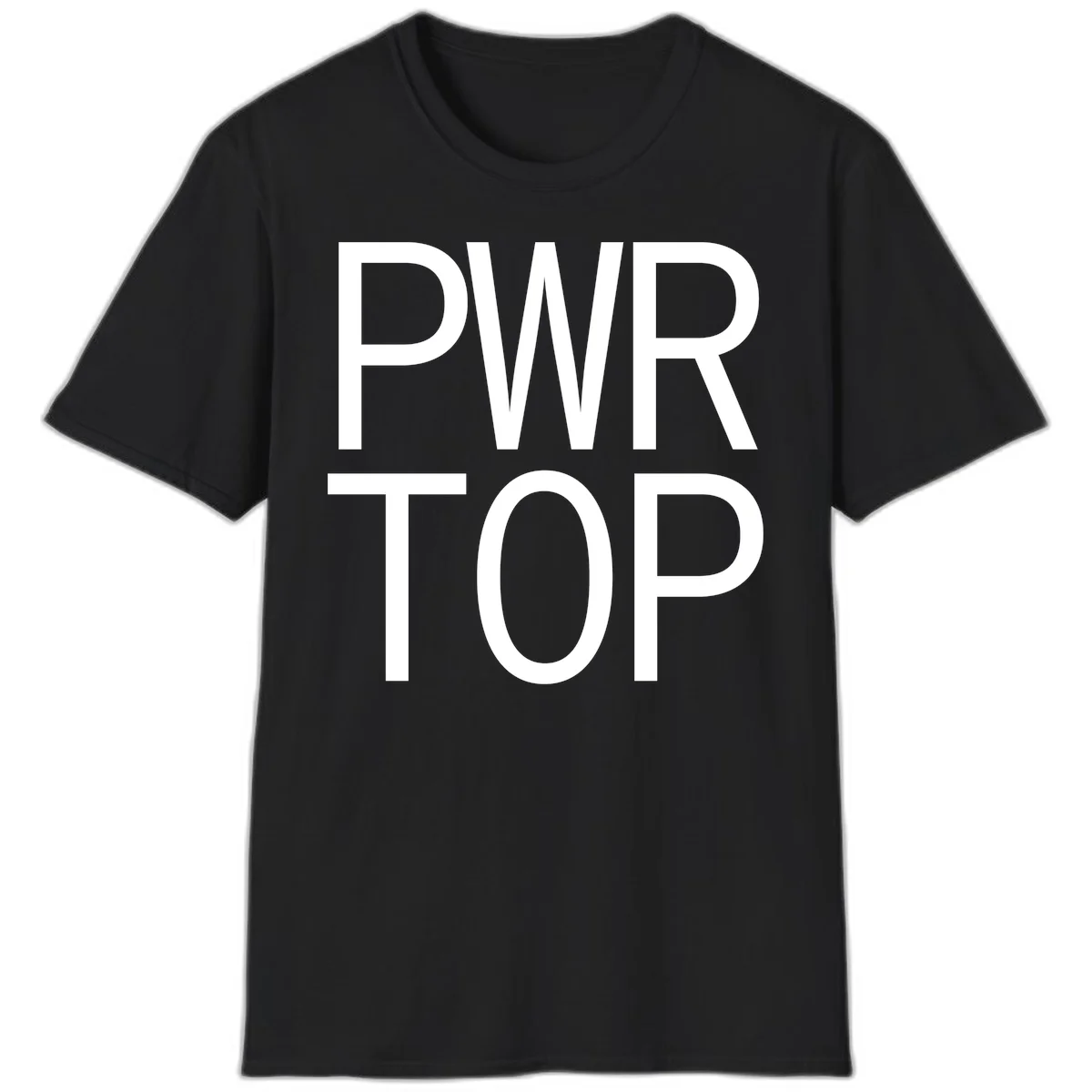 PWR TOP bold sans-serif typography design in white lettering on gray background in Black