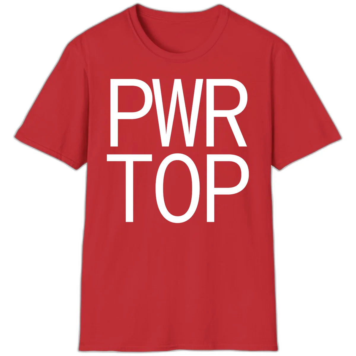 PWR TOP bold sans-serif typography design in white lettering on gray background in Red