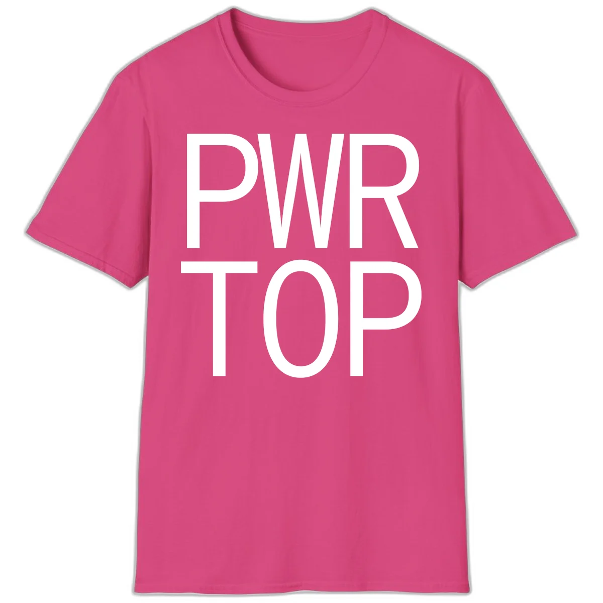 PWR TOP bold sans-serif typography design in white lettering on gray background in Heliconia