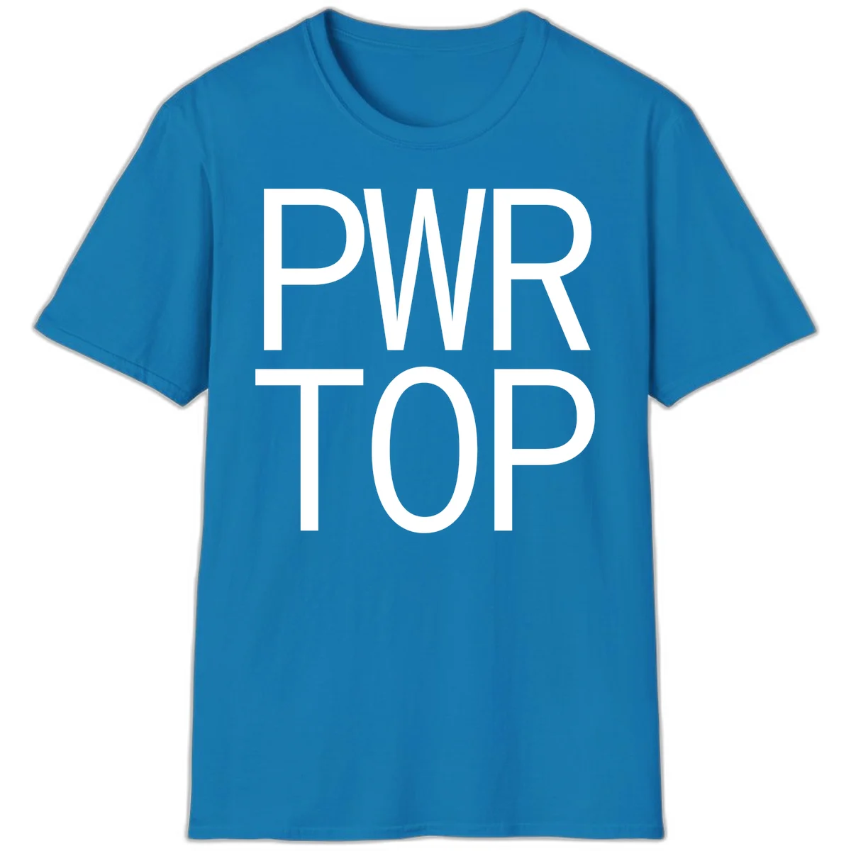 PWR TOP bold sans-serif typography design in white lettering on gray background in Sapphire