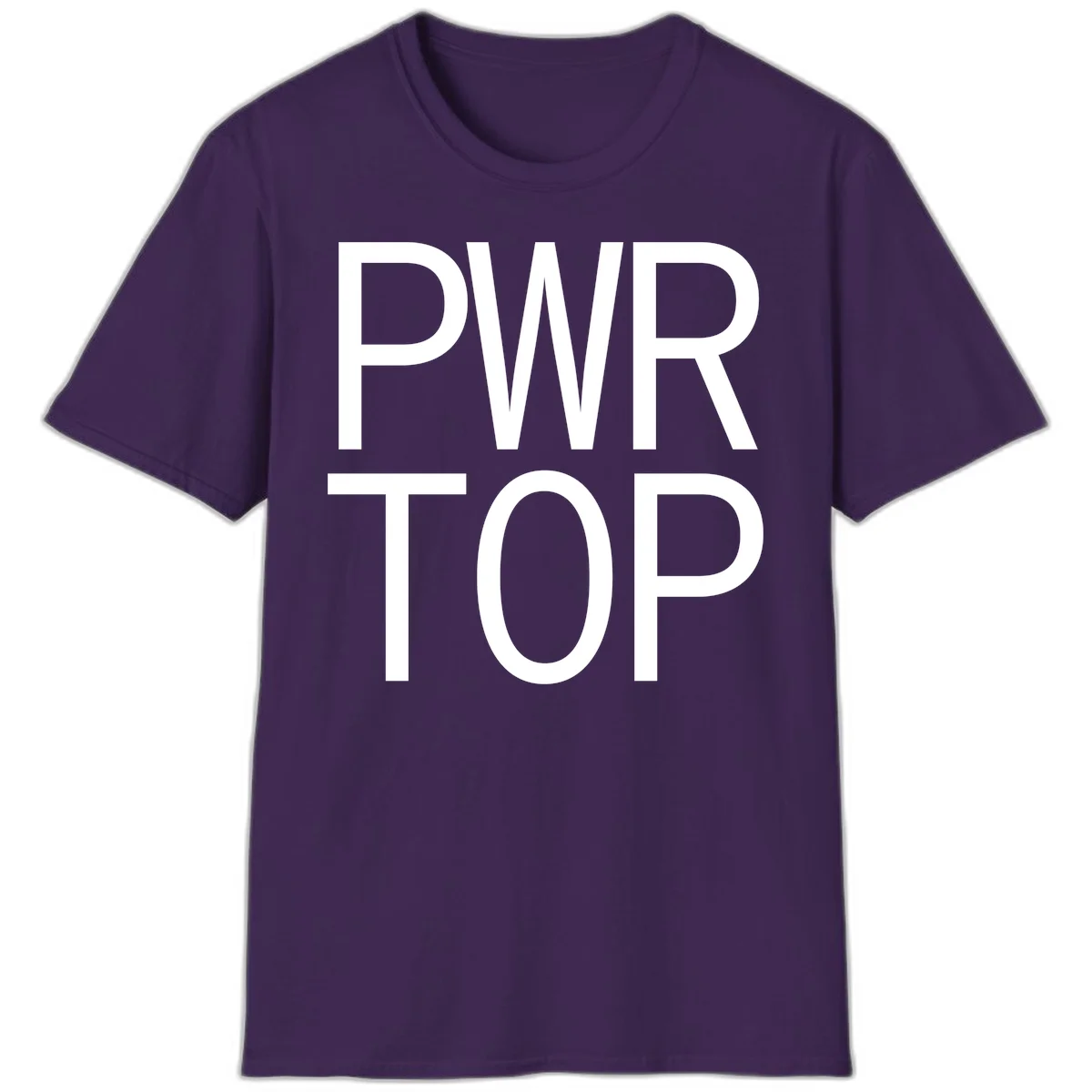 PWR TOP bold sans-serif typography design in white lettering on gray background in Purple